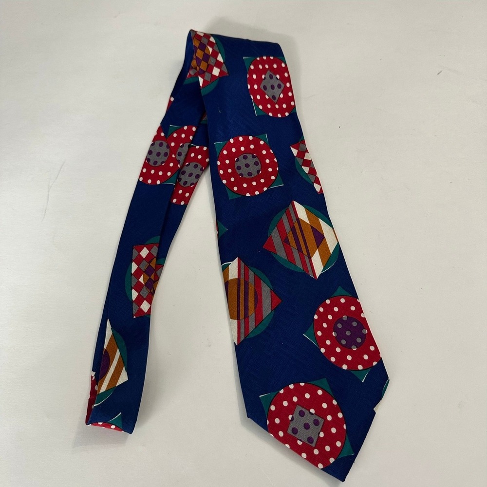 Bill Robinson Mens Vintage Silk Tie Postmodern Art Deco Hand Made Italy 59"
